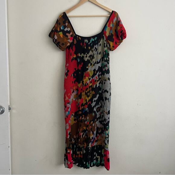 Anthropologie Blnk Galina Smocked Floral Midi  Dress Size Petite Small - Picture 2 of 7